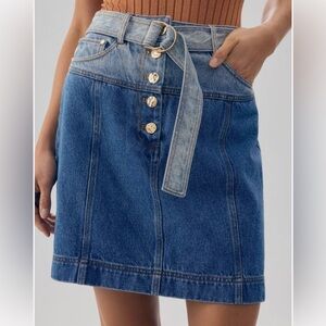 Acler Hawkins Denim Button-Front Mini Skirt